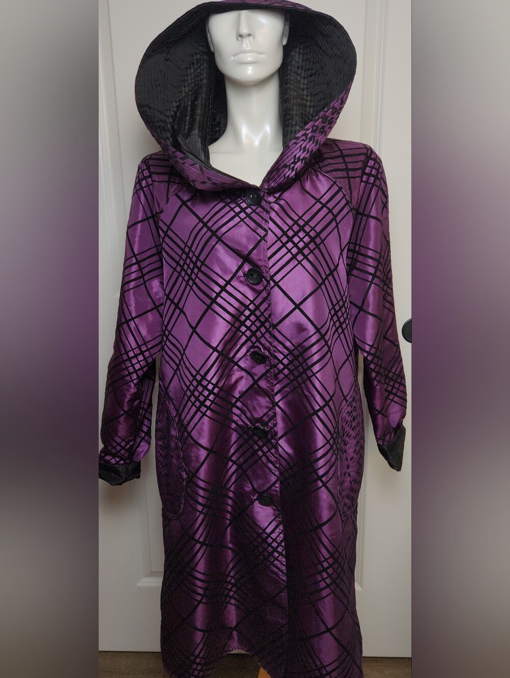 UbU Purple And Black Reversable Coat With Hood
